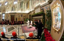 Lo scambio di auguri di Papa Francesco con i membri della Curia Romana